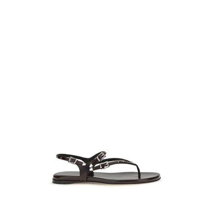 Chloé Black Calf Leather Bos Taurus Flat Sandals