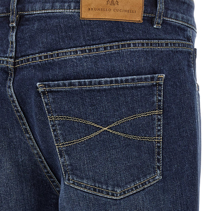 Brunello Cucinelli Blue Cotton Straight-Leg Jeans