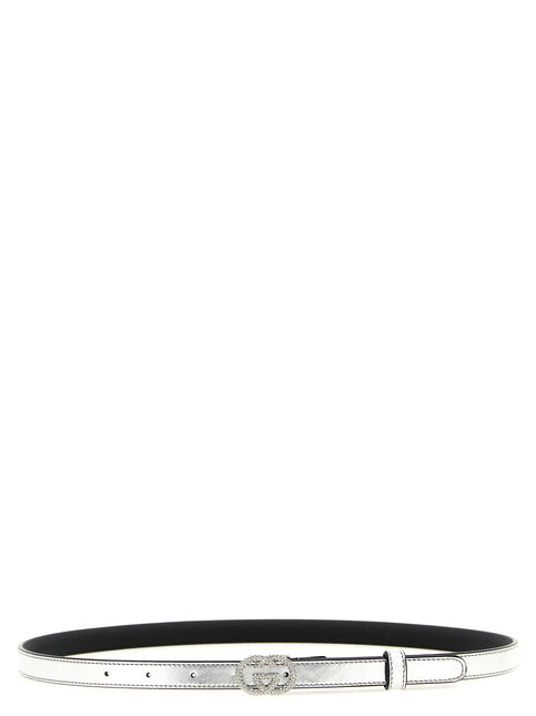 Gucci Silver Calfskin Thin Belt