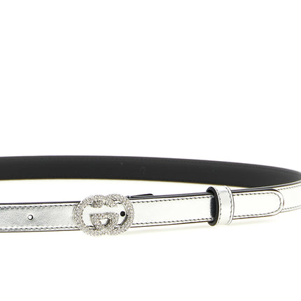Gucci Silver Calfskin Thin Belt