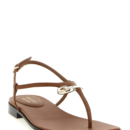 Gucci Brown Calfskin Flat Sandals
