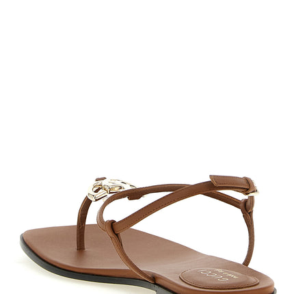 Gucci Brown Calfskin Flat Sandals