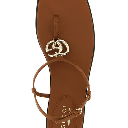 Gucci Brown Calfskin Flat Sandals
