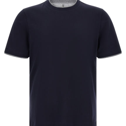 Brunello Cucinelli Blue Cotton T-Shirt