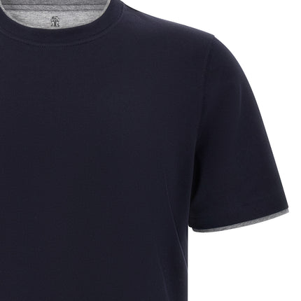 Brunello Cucinelli Blue Cotton T-Shirt
