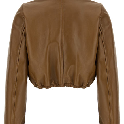 Gucci Beige Lamb Leather Leather Jacket