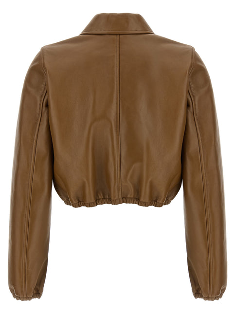 Gucci Beige Lamb Leather Leather Jacket
