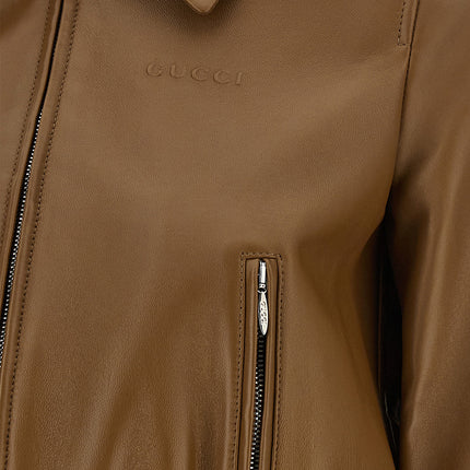 Gucci Beige Lamb Leather Leather Jacket