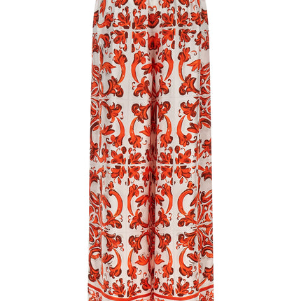 Dolce & Gabbana Orange Silk Flared Pants