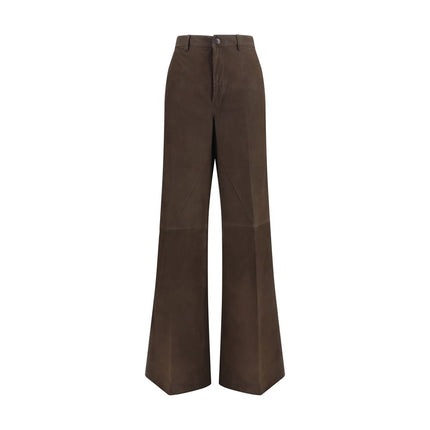 Rick Owens Brown Calf Leather Bos Taurus Casual Pants