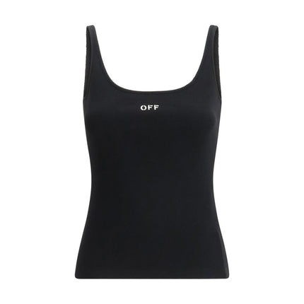 Off-White Black Cotton Sleeveles T-Shirt