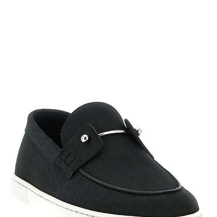 Christian Louboutin Black Calfskin Slip-On Loafers