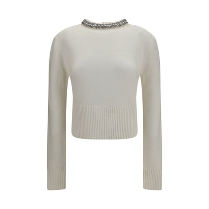 PINKO White Wool Oves Aries Sweatshirt