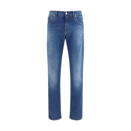 Dolce & Gabbana Blue Cotton Slim Fit Jeans