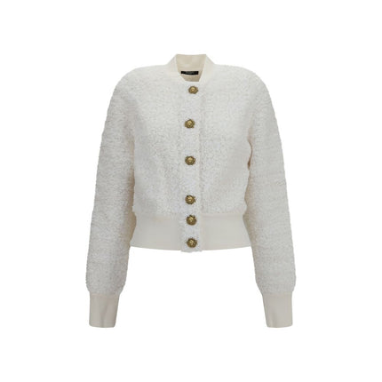 Balmain White Viscose Bomber