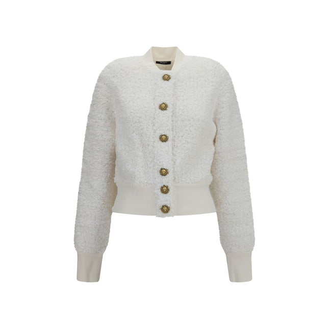 Balmain White Viscose Bomber