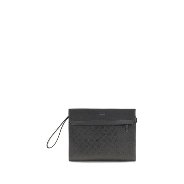 Ferragamo Black Calf Leather Bos Taurus Shoulder Bag Ferragamo