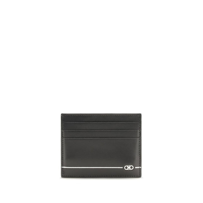 Ferragamo Black Calf Leather Bos Taurus Wallet Ferragamo