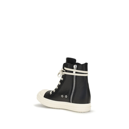 Rick Owens Black Calf Leather Bos Taurus High Top Sneakers
