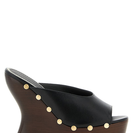 Magda Butrym Black Calfskin Wedge Sandals