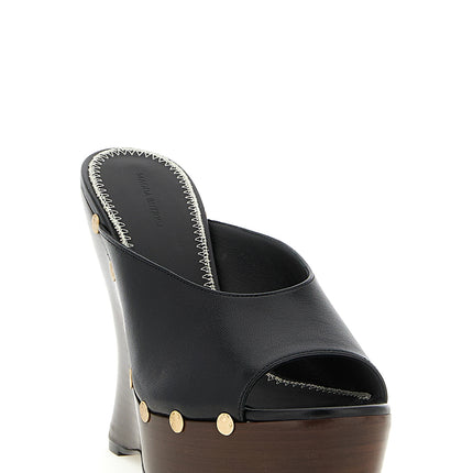 Magda Butrym Black Calfskin Wedge Sandals