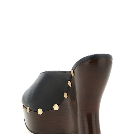 Magda Butrym Black Calfskin Wedge Sandals