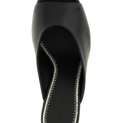 Magda Butrym Black Calfskin Wedge Sandals