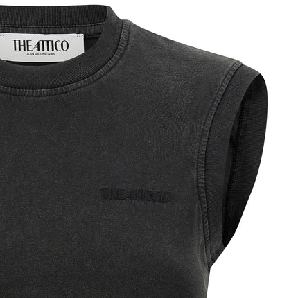 The Attico Black Cotton Sleeveles T-Shirt
