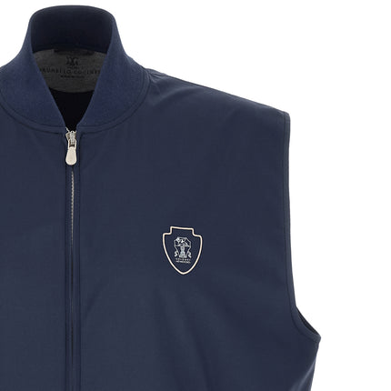 Brunello Cucinelli Blue Polyester Sleeveless Jacket