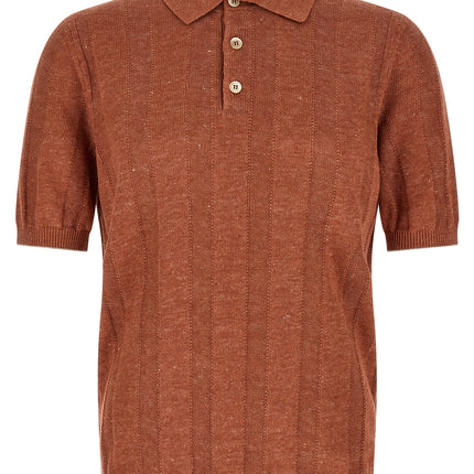Brunello Cucinelli Orange Linen Polo Shirt