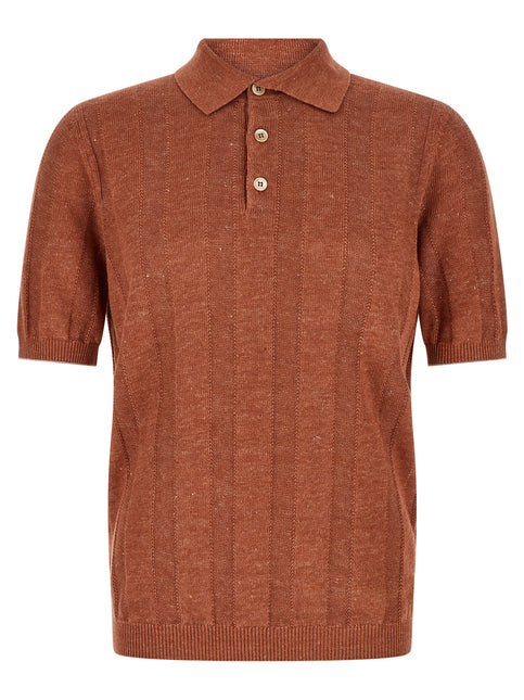 Brunello Cucinelli Orange Linen Polo Shirt