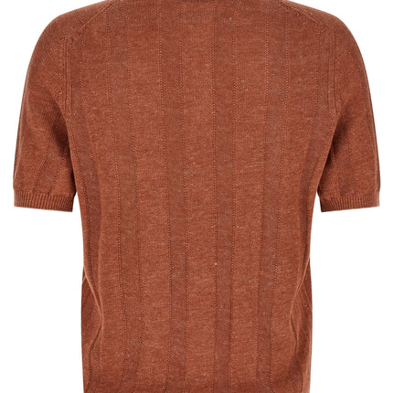 Brunello Cucinelli Orange Linen Polo Shirt