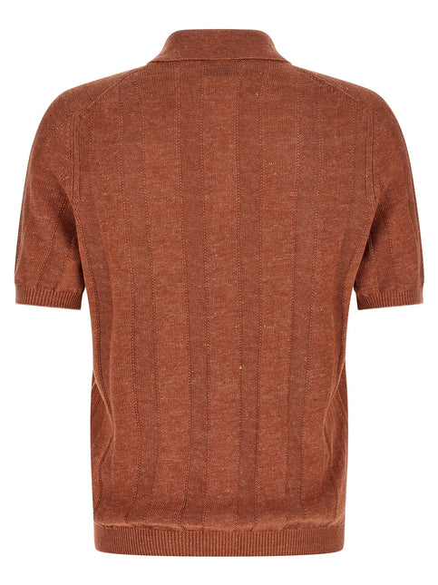Brunello Cucinelli Orange Linen Polo Shirt