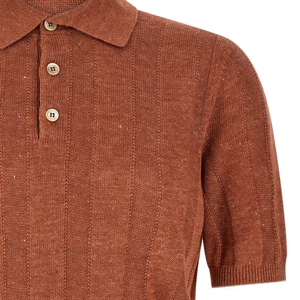 Brunello Cucinelli Orange Linen Polo Shirt