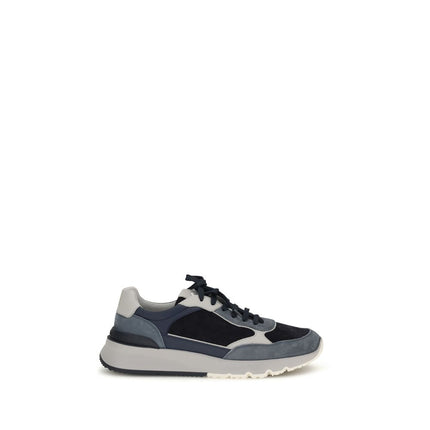 Brunello Cucinelli Blue Calf Leather Bos Taurus Athletic Sneakers