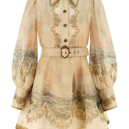 Zimmermann Beige Linen Short Dress