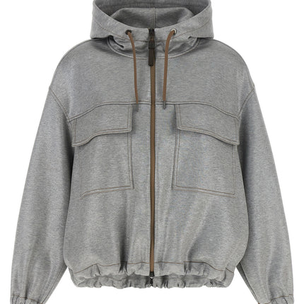 Brunello Cucinelli Silver Cotton Bomber Brunello Cucinelli