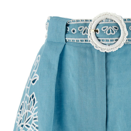 FARM RIO Blue Linen Bermuda Shorts