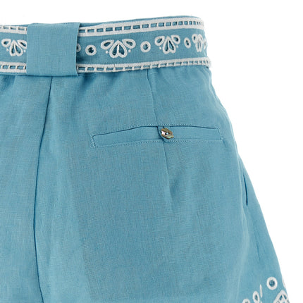 FARM RIO Blue Linen Bermuda Shorts