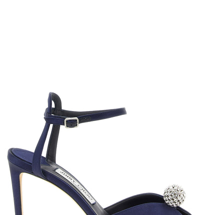 Jimmy Choo Blue Tencel Stiletto Heel Sandals