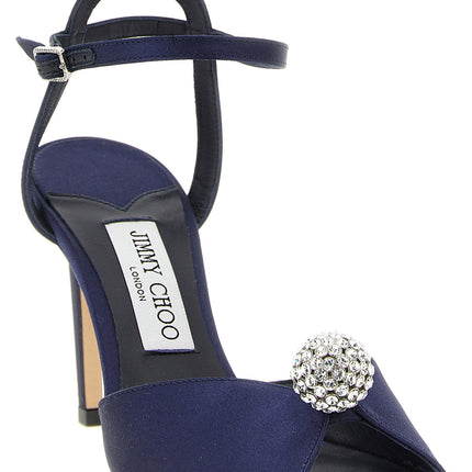 Jimmy Choo Blue Tencel Stiletto Heel Sandals