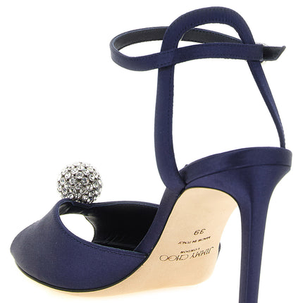 Jimmy Choo Blue Tencel Stiletto Heel Sandals