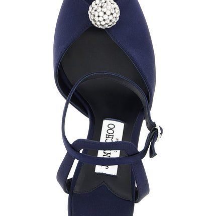 Jimmy Choo Blue Tencel Stiletto Heel Sandals