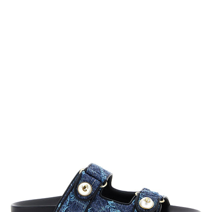 Jimmy Choo Blue Tencel Slides