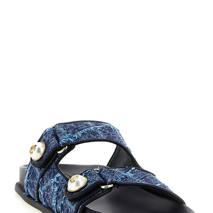 Jimmy Choo Blue Tencel Slides