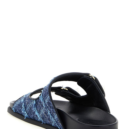Jimmy Choo Blue Tencel Slides