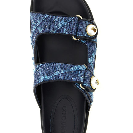 Jimmy Choo Blue Tencel Slides