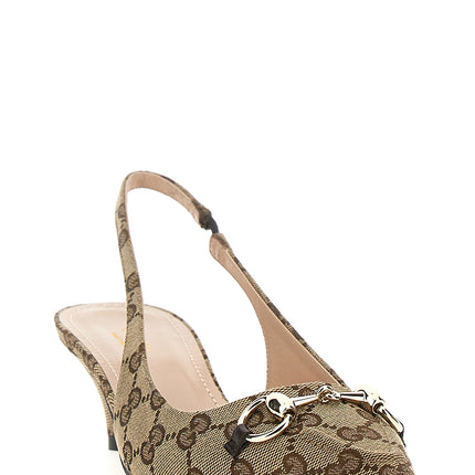 Gucci Beige Polyester Mid Heel Pumps