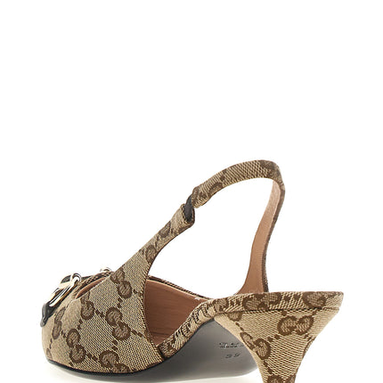 Gucci Beige Polyester Mid Heel Pumps