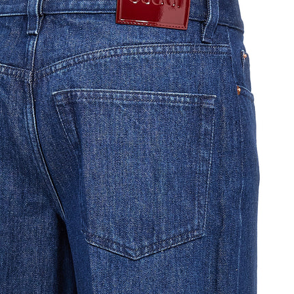 Gucci Blue Cotton Straight-Leg Jeans